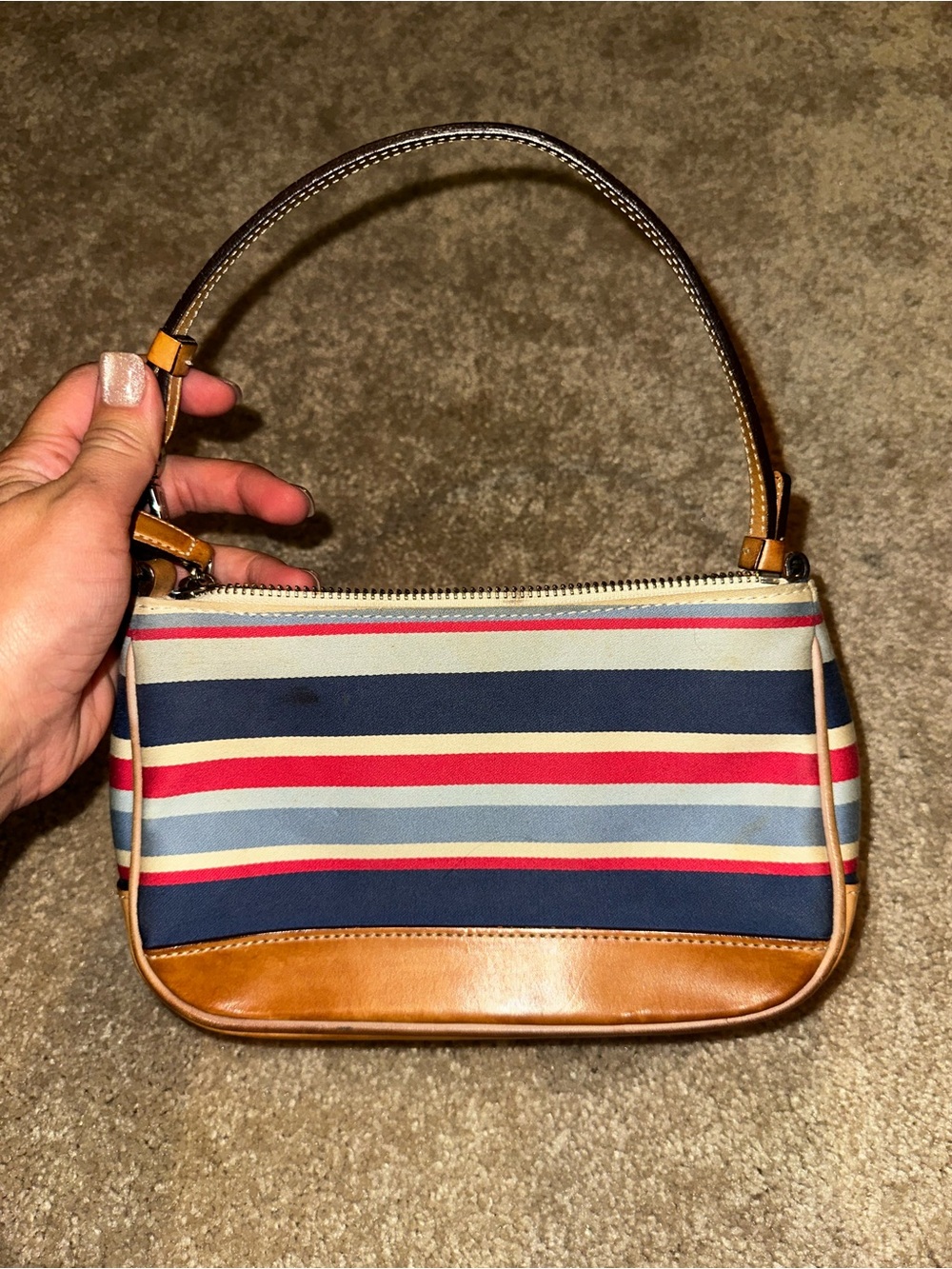 Coach Striped Navy and Red Shoulder Bag - Women